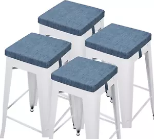 12X12 Inches Stool Cushion Square with Ties Set of 4, Non-Slip Bar Stool Cushion - Picture 1 of 6