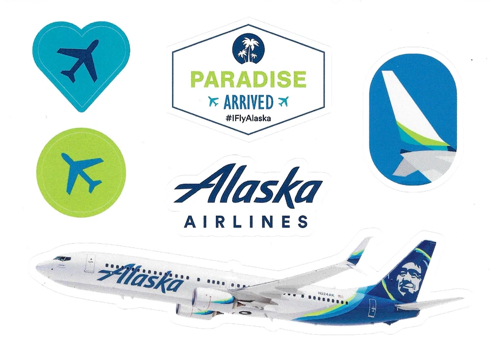 NEW - Official Alaska Airlines Boeing 737-900ER N224AK (6) Stickers Sheet - Image 1 of 1