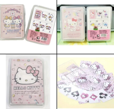 Hello Kitty Cute Playing Cards Poker 50th Ann Plastic Pink Family Game Gift Bear - Image 1 of 4
