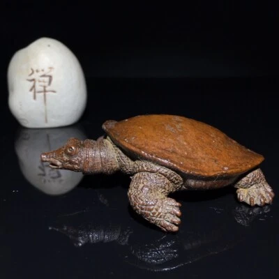 Collectible tea pet Pure red copper solid handwork carved turtle tortoise statue - Image 1 of 3