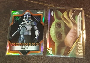 LOT (2) 2023 TOPPS CHROME STAR WARS CARDS: CT-7567 REX MONIKERS & GROGU INSERTS  - Picture 1 of 2