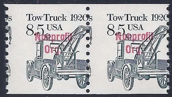 2129a - 8.5c Misperf Error / EFO Pair "1920's Tow Truck Mint NH (Stk8) - Image 1 of 1