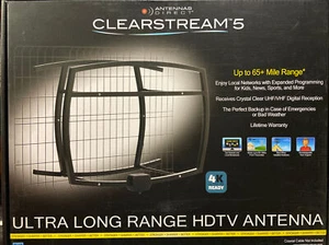 Used 65 Mile ClearStream 5 Indoor/Outdoor HDTV Antenna C5 4K Ready - Picture 1 of 2