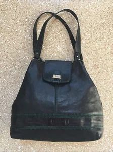 Vtg PRINCIPE ITALY Large Black Genuine Leather Shoulder Tote Bag w Dust Bag-B-45 - Picture 1 of 12