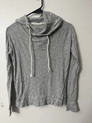 J. Sudadera con capucha ligera drapeada Crew para mujer a rayas grises XXS Foto 1 de 4