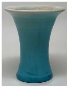 Pisgah Forest 4,5" Trompetenvase blaugrün über weiß 1941 - Bild 1 von 6