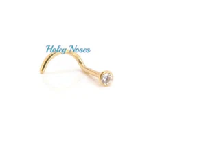 18ct yellow gold 0.02ct Diamond Nose Stud Ring Pin Bone body jewellery coneset - Bild 1 von 9