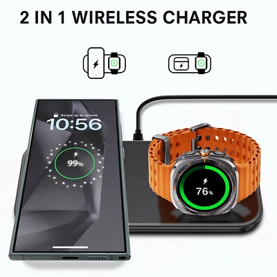 Wireless Charger Dock 2in1 Charging Station For Samsung Galaxy Watch 7/6 S24 S23 - Image 1 of 4