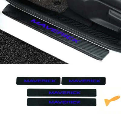 4×Car Door Sill Protector Carbon Fiber Leather Sticker For Ford Maverick 2022-23 Foto 1 de 4