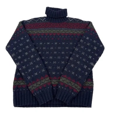 Suéter De Colección Años 90 Polo Ralph Lauren Tejido a Mano Lana Merino Isla Justa Cuello Tortuga L Foto 1 de 4