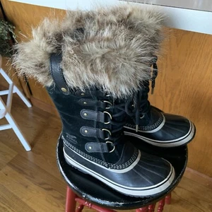 Sorel Joan of Artic Waterproof Black Suede Removable Lining Winter Boot 7 VGUC - Picture 1 of 17