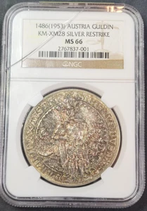 1486 (1953) Austria Guldin Silver Restrike Guldiner NGC MS 66 Cracked Slab - Picture 1 of 5