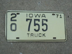 1971  IOWA  Truck License Plate  20 755 Clarke County IA  x - Picture 1 of 1