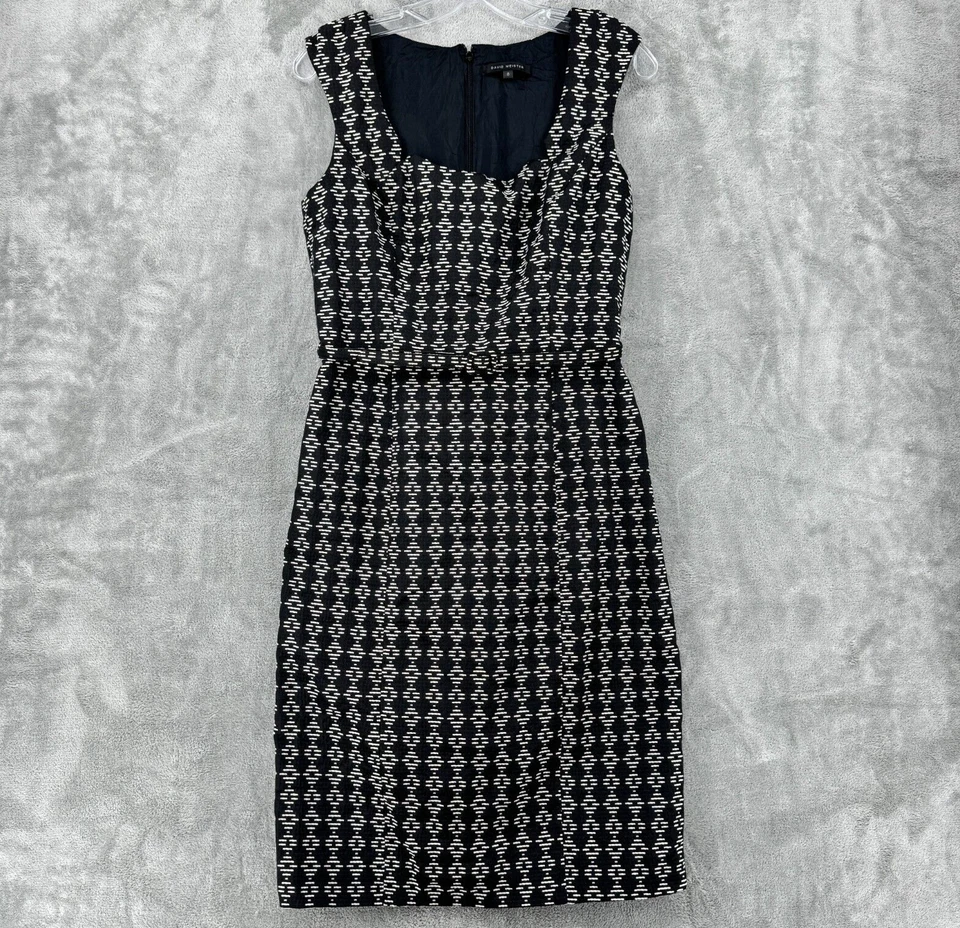 Vestido David Meister Mujer 8 Vainas Geométrico Cinturón Carrera Clásico Forrado Cremallera Foto 1 de 4