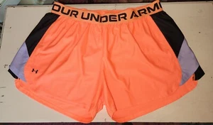 Women's Sz 2X Under Armour UA Play Up Side Stripe Florescent Orange Shorts NWT - Picture 1 of 11
