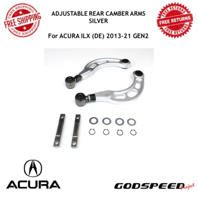 Brazos inclinables traseros ajustables Godspeed Project plateados para Acura ILX DE 2013-21 Foto 1 de 4