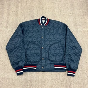 Vintage Sears Quilted Bomber Jacket Mens Small Blue 1970s - Picture 1 of 10