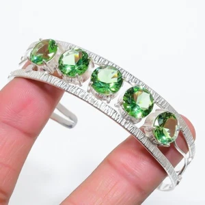 Tsavorite Garnet Gemstone 925 Sterling Silver Jewelry Adjustable Cuff Bracelet - Picture 1 of 1