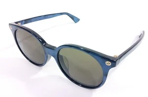 GUCCI GG0091SA 004 Women's Blue Acetate Round Designer Sunglasses (39378-1) - Picture 1 of 19