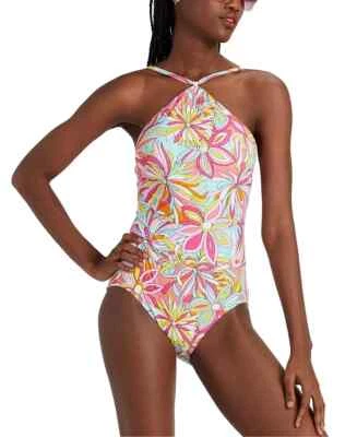 Nuevo con etiquetas Traje de baño Kate Spade para mujer cuello alto de una pieza rosa talla S $150 9B728 Foto 1 de 2