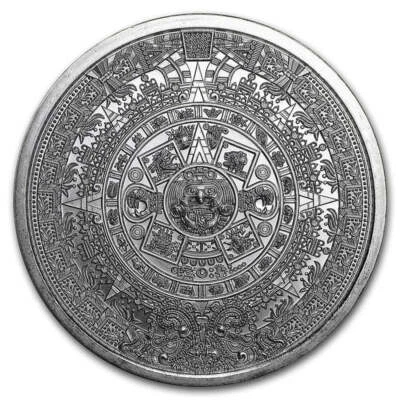 NOBLE ARIZONA Aztec Calendar Stone GSM - 1 oz 999 Silver Round