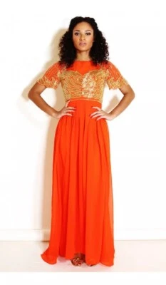 Virgos Lounge Naranja Vestido Largo Talla UK8 EUR36 US4 - Imagen 1 de 4