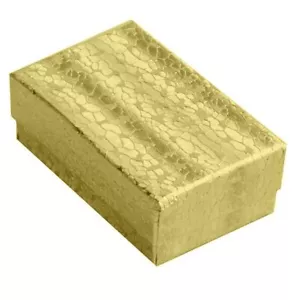 100 Gold Folie Baumwolle Gefüllte Boxen Schmuck Geschenkbox 2-5/8 Zoll x 1-1/2 Zoll x 1 Zoll - Bild 1 von 3