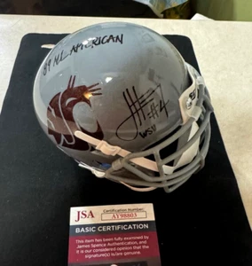 Washington State Cougars JASON HANSON firmato Riddell replica mini casco JSA - Foto 1 di 2