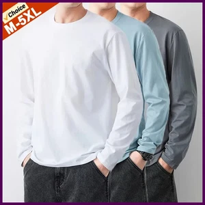 Entrega Rápida Camisetas Hombres Mangas Largas Camisetas Prendas para el torso Hombre Otoño Algodón Liso - Imagen 1 de 38