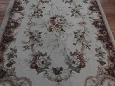 Stunning Floral ROSES & SCROLLS Aubusson Runner Rug Made in USA - Image 1 of 4