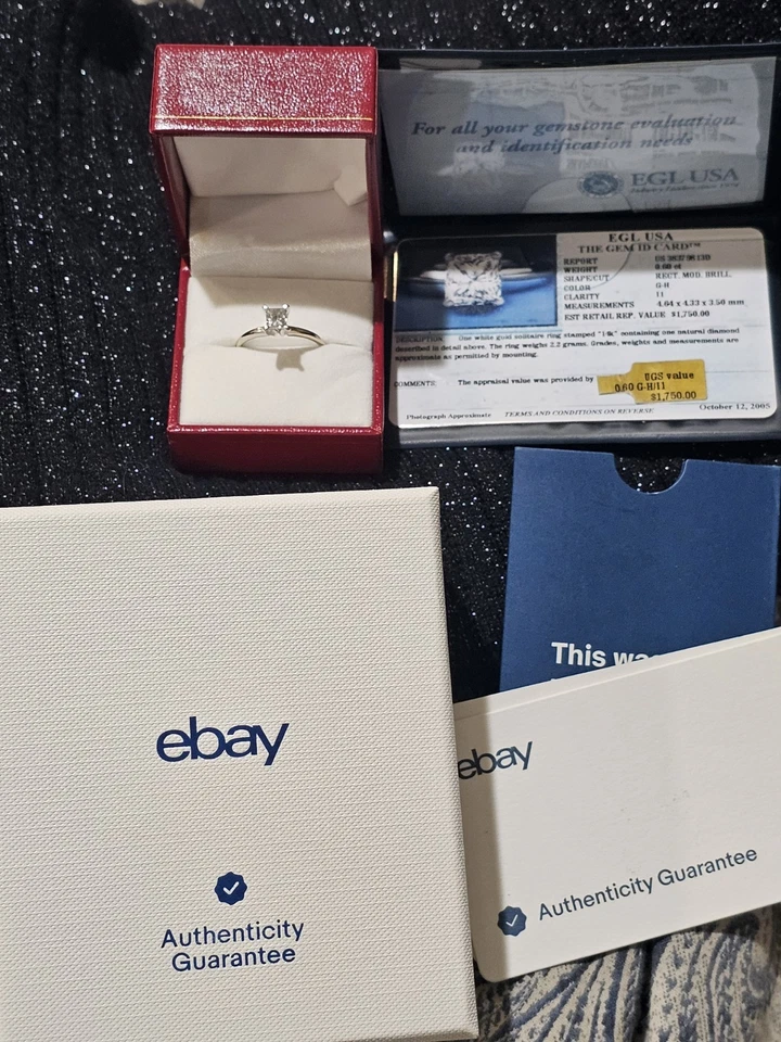 14KT White Gold .60 Ct Certified Natural Diamond Solitaire Ring - Image 1 of 4