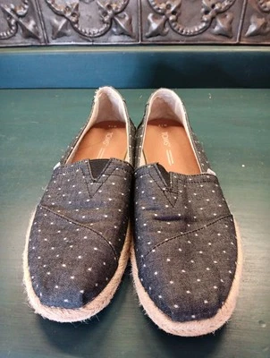 Zapato sin cordones Toms para mujer talla 7,5, cuerda cambray lunares Foto 1 de 4