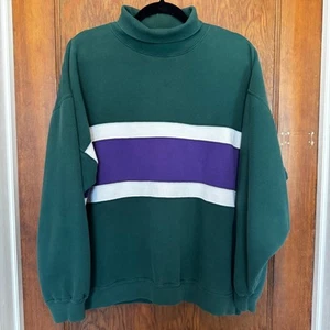 Vintage GAP gestreifter Rollkragen grün lila Herren XL 90er Rugby Hip Hop Papa - Bild 1 von 6