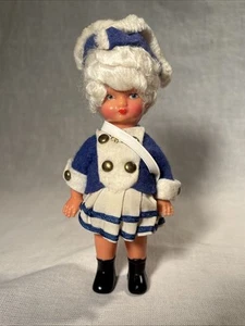 Vintage 6 1/2 inch Plastic Doll Soldier Blue Uniform - Picture 1 of 10