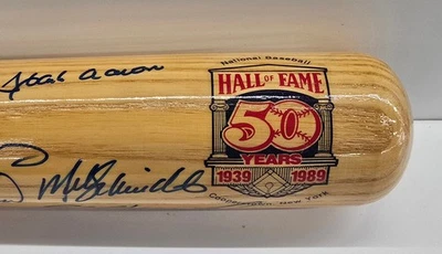 500 HR Home Run Club Autograph Hall of Fame Bat 9 Signatures PSA DNA Aaron Mays - Image 1 of 4