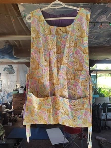 New Full Apron Over Head Bunnies Tie Back Sides Handmade/Stitched 2 Big Pockets - Picture 1 of 4