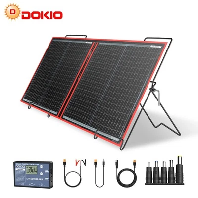 DOKIO 100W Solarzelle Faltbar Kit 12V Ladegerät für Powerstation Wohnmobil - Bild 1 von 4