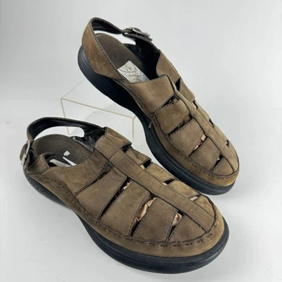 Sandalias para Hombres 10 Merrell Topo Slice Mocha Cuero Marrón Pescador Tacón Correa Foto 1 de 4