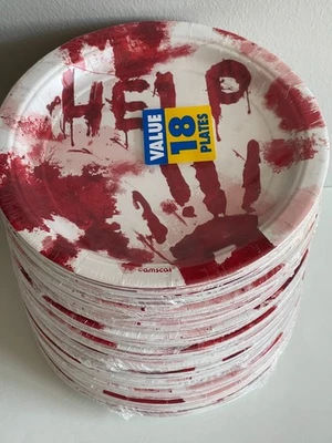 12 pks of Halloween Bloody Paper Plates - 7", Halloween Party Plates 216 ct - Image 1 of 4