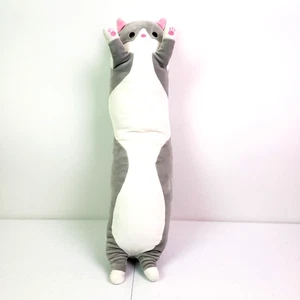 Unbranded Kids Gray Kitty Cat 28" Inch Long Pillow Plush Stuffed Animal Toy - Picture 1 of 6