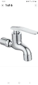 SUBMARINE Silver Brass Outdoor Faucet, G1/2 Inch Interface Silver-A - Picture 1 of 7