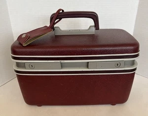 Vintage Samsonite CarryPak 46 Burgundy Cosmetic Train Case Carry-on Luggage - Picture 1 of 18