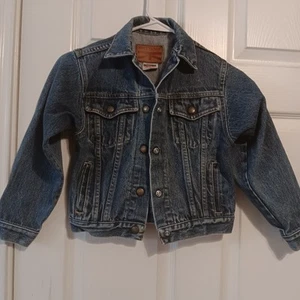 Brittania L Youth 7 Denim Blue Jean Button Front Jacket USA - Picture 1 of 14