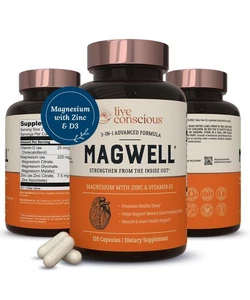 Magwell Magnesium Zinc & Vitamin D3 - Magnesium Glycinate, Malate, & Citrate ... - Picture 1 of 9