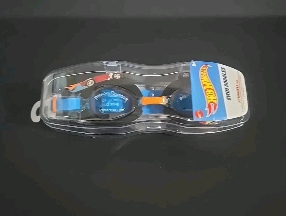 NEW HOT WHEELS Anti-Fog Swim Goggles w/ Hard Case Super-Soft Watertight Seal NWT - Image 1 of 4
