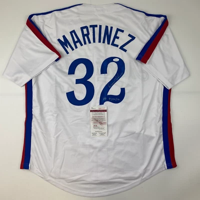 Autographed/Signed Dennis Martinez Montreal White Baseball Jersey JSA COA - Image 1 of 4