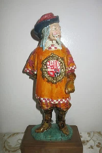 VINTAGE RELIGIOUS FIGURINE - PAINTED FIGURE ON WOOD BASE MADE IN SPAIN - Picture 1 of 11