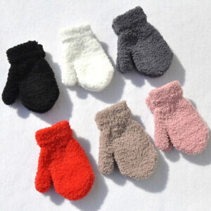 Winter Plus Velvet Mittens Plush Thick Warm Coral Fleece Full Finger Gloves &