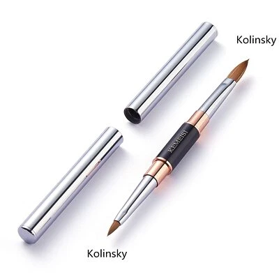 Cepillo de uñas acrílico 100 % Kolinsky 2 cabezales doble punta tamaño 2/8, 4/10, 6/12 prensado Foto 1 de 4