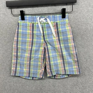 Janie & Jack Board Shorts Boys Size 6 Blue Plaid Pastel Mesh Lined Swim Trunks - Picture 1 of 10